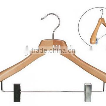 Wholesale heavy duty adjustable wooden clothes hanger with clip