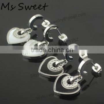 jewelry fashion simple heart design earrings with shell