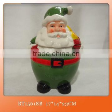 christmas decorative Santa Claus ceramic cookie jar