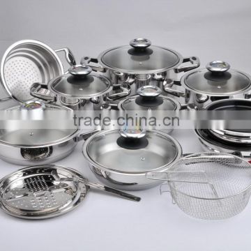 7 Layer Induction Bottom 304 Stainless Steel induction Cookware set with wide edge