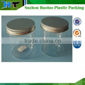 Transparent plastic PET empty honey jar with metal cap