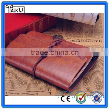 High qualtity classic leaf design private loose leaf diary leather cover notebook