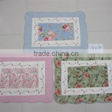 Shabby Chic green Floral Patchwork Quilted Cotton Bedroom Bath Floor Mat Rug
