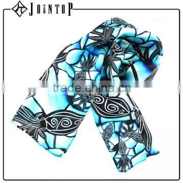 hot sale digital print custom design silk scarf with decoration