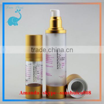 30ml 100ml gold airless serum bottles with printing with pump
