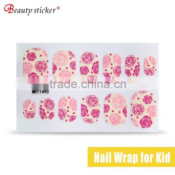 Pink Rose Full Children Nail Stickers