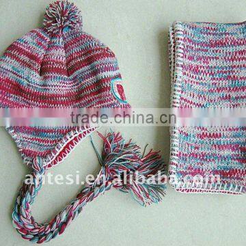 100% acrylic knitted scarf and hat sets