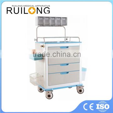 Top Level Medical Device Five Drawers Hospita Anesthesia Trolley