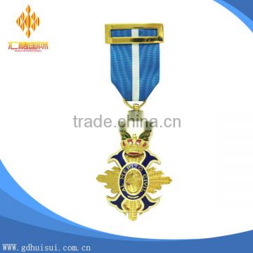 Cheap custom three golden star medal with short ribbon