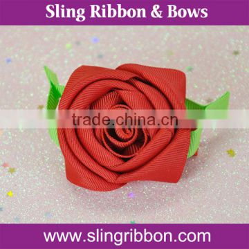Wholesale New Arrival Red Pre-made Ribbon Flower For Garment Accessories