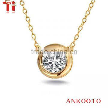 Fashion 18k gold plated Cubic zircon Solitaire diamond Pendant Necklace