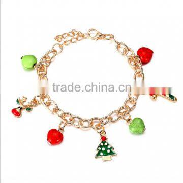 Wholesale online shop Christmas tree pendant bangle alloy chain jewelry fashion new kids Christmas Bracelet