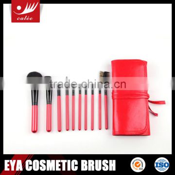 10-piece Red Color Brilliancy Cosmetic Brushes Set