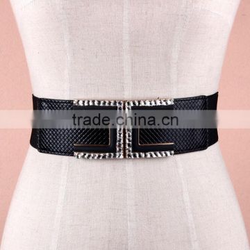 Wholesale C pattern alloy buckle sex women lady wide PU waist belt