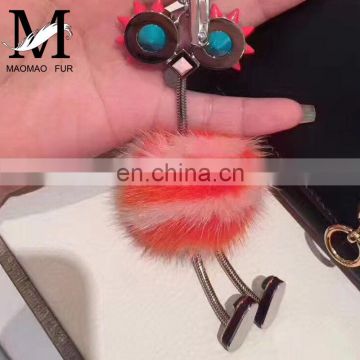 Fluffy and Lovely 2016 New Style Robot Keychain Mink Fur Accessories