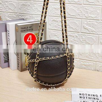 hottest sale famous handbags basketball shaped handbags all star basketball purse with long snake chain