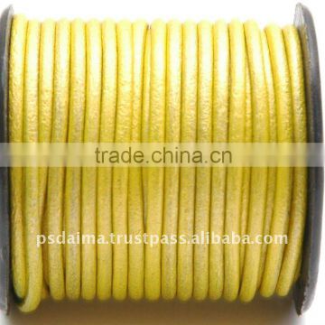 Yellow Round Leather Strip Cord