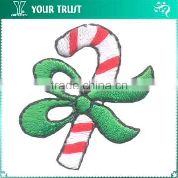 Red White Cane Cane Green Ribbon Iron-on Custom Embroidery Badge Patches