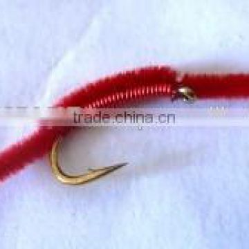 San juan worm red Dry trout flies