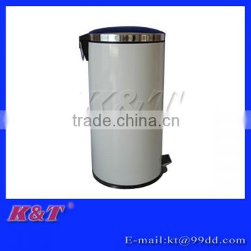 30L White cylindrical stainless steel trash can