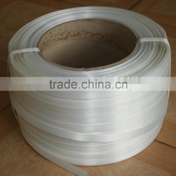 Polyester yarn strapping band alternative to steel strap