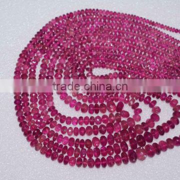 Pink Tourmaline Faceted Rondell 5 strand Necklace
