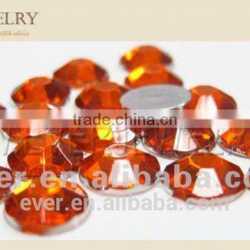 Flat back acrylic rhinestone,Orange flat back silver back acrylic rhinestone