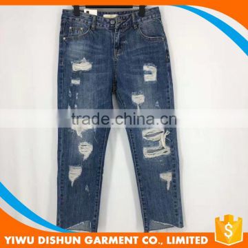 Women cotton brand ripped pants jeans