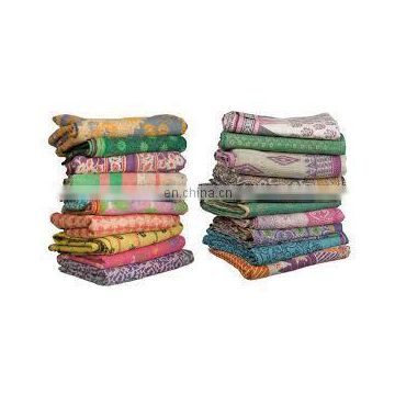 Vintage Kantha Quilts Cotton Sari Reversible Bedspread Hippie Throw Bedspread Wholesaler From India