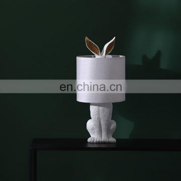 unique rabbit shape resin base customised desk light animal small white vintage home lamps for table