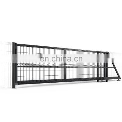 classic H 2 m * W 6 m 3D curved wire mesh manual drive cantilever-slide fence gate system