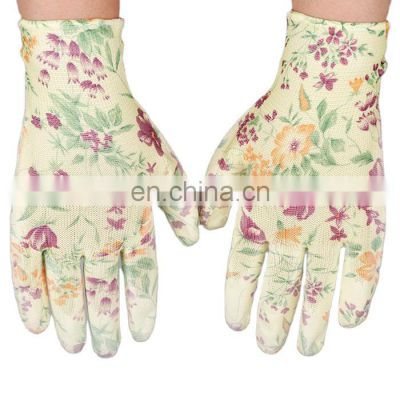 Ladies White PU Coated Garden Gloves