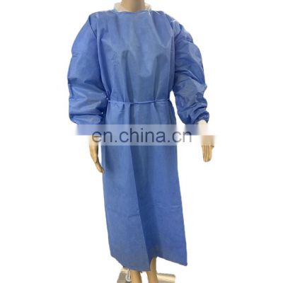 Hot sell disposable sleeveless isolation gown SS SMS  non woven disposable isolation gown with knitted cuff level 3