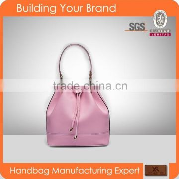 T-0607 2015 trendy drawstring bucket lady genuine leather wholesaler China