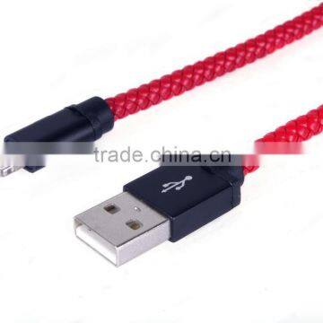 MFi 8 pin leather braided cable with data transmission and charging