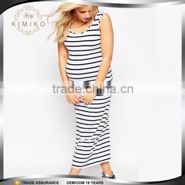 Guangzhou Supply New Design Sleeveless Maternity Striped Dress