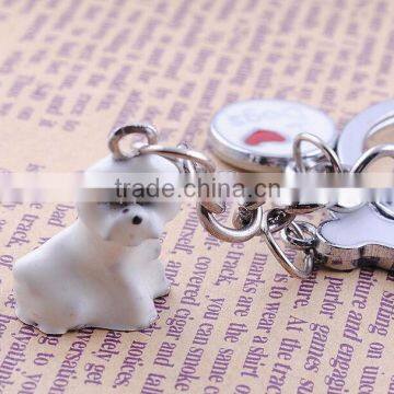 cute mini Tenerife Bijon Frise keychain hard pvc zine alloy lover key ring