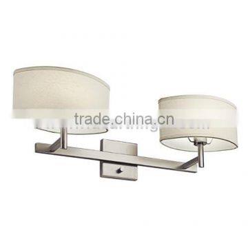 UL CUL Listed Brushed Nickel Bedside Hotel Wall Lamp With Double Oval Linen Shades W80433