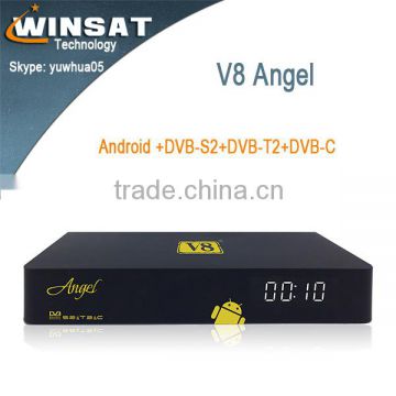 2015 NEW Arrival Andriod Combo DVB-S2+T2+Cable V8 Angel satellite receiver Built in Bluetooth and WiFi Support IPTV & VOD