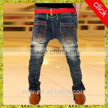 2015 New style blue Children jeans, boy jeans elastic waist,Spring and autumn wear for kid