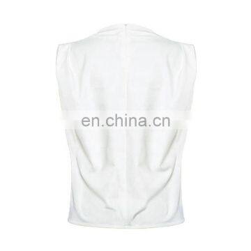 TWOTWINSTYLE Casual Women T Shirt Turtleneck Sleeveless Ruched Loose Minimalist Fashion Clothing