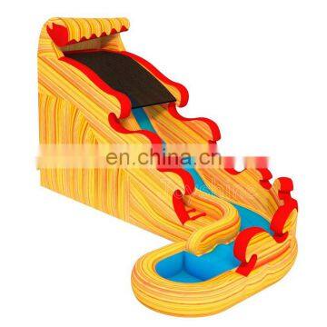 Commercial Kids Inflatable Slides Flamin Surf Curve Water Slide With Pool