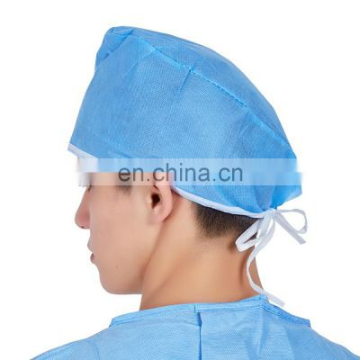 Disposable surgeon adjustable cap with tie surgical hat head cover