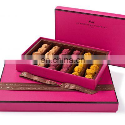 Pink Custom cardboard chocolate packaging gift  box with plastic tray