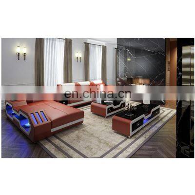 Luxury family convenient LED light Modern Style living room sofas set furniture multi-functional sofas sectionals