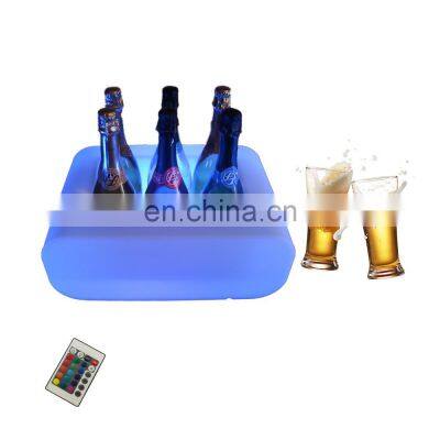 logo custom LED bar supermarket RGB color ice bucket plastic led lighted bar tray glowing cocktail beverage beer container