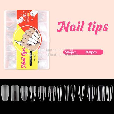 New nail tips Full and half stick Full matte Folded seamless transparent nail tips 13 styles, 504 pieces, 360 pieces