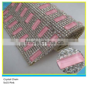 5*15 mm Pink Rectangle Rhinestone Sticker Sheets 2mm/3mm Crystal Sheets 24*40 cm
