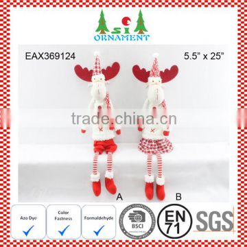 Red and white christmas reindeer sitting ornament