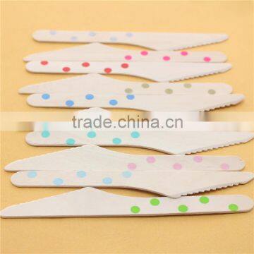 Wooden Party Knives with Polka Dots